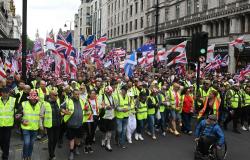 ‘Make England Great Again’: Tommy Robinson rally draws tens of thousands amid rival London protests