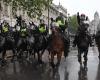 UK anti-racism protesters clash with mounted police
