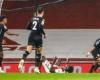 Trezeguet scores Aston Villas first goal against Arsenal in the 25th...