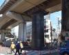 What on earth? Four-storey steel cylinder suddenly shoots out of Osaka street
