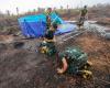 Firefighters kiss the ground as rain falls on Indonesia’s haze-hit city Palangkaraya, but dry spell may return